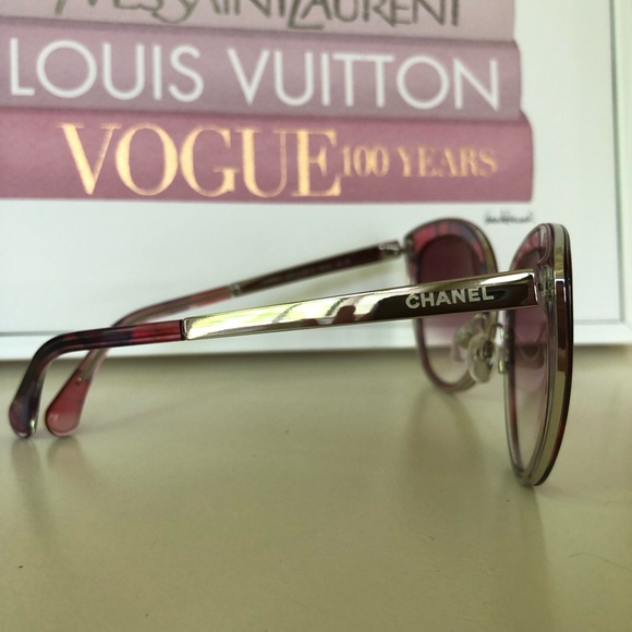 Chanel Pink/Purple Printed Cat Eye Sunglasses - Picture 5 of 15